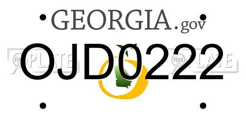 OJD0222 Georgia License Plate