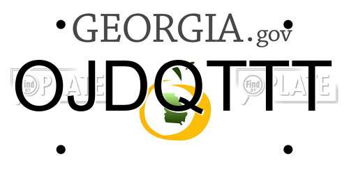 OJDQTTT Georgia License Plate