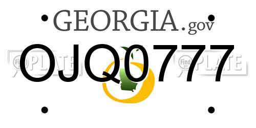 OJQ0777 Georgia License Plate