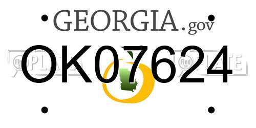 OK07624 Georgia License Plate