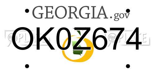 OK0Z674 Georgia License Plate