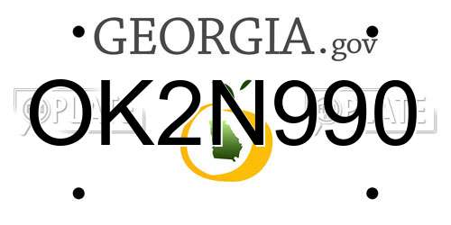 OK2N990 Georgia License Plate