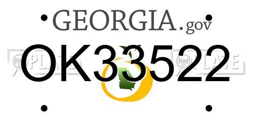 OK33522 Georgia License Plate
