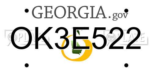 OK3E522 Georgia License Plate