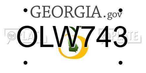 OLW743 Georgia License Plate