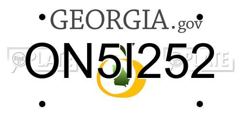 ON5I252 Georgia License Plate