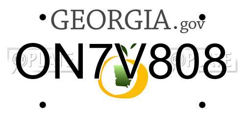 ON7V808 Georgia License Plate