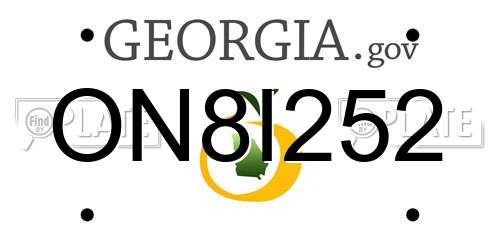 ON8I252 Georgia License Plate
