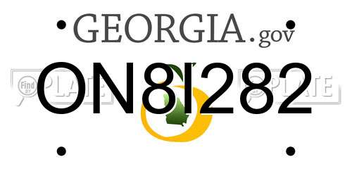 ON8I282 Georgia License Plate