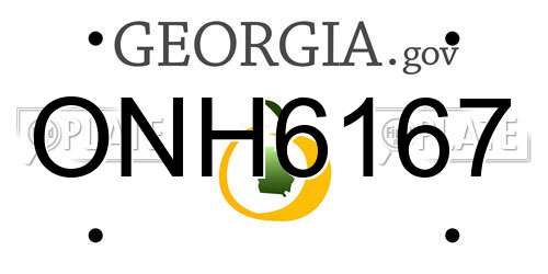 ONH6167 Georgia License Plate