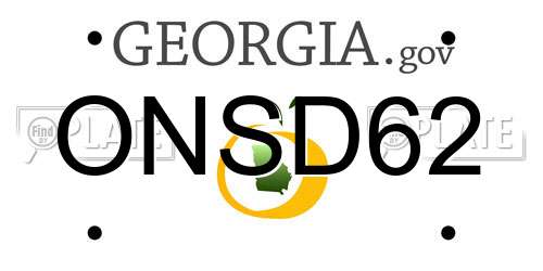 ONSD62 Georgia License Plate