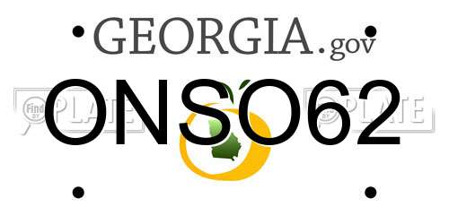ONSO62 Georgia License Plate