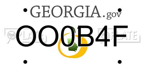 OO0B4F Georgia License Plate