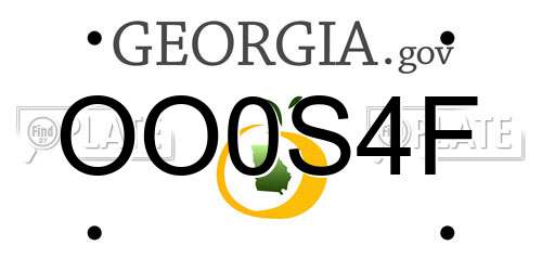 OO0S4F Georgia License Plate