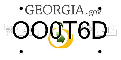 OO0T6D Georgia License Plate