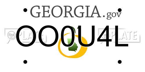 OO0U4L Georgia License Plate
