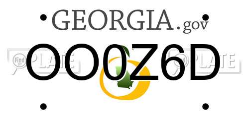 OO0Z6D Georgia License Plate