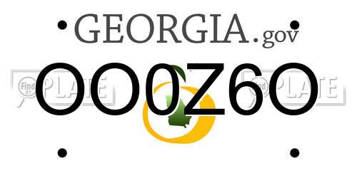 OO0Z6O Georgia License Plate