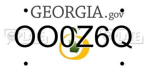 OO0Z6Q Georgia License Plate