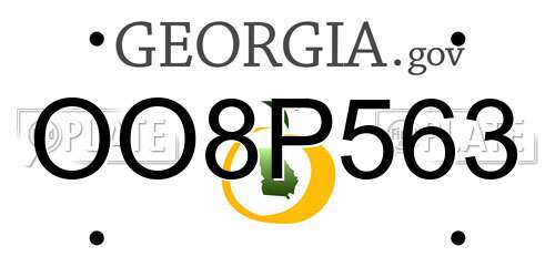 OO8P563 Georgia License Plate