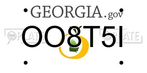 OO8T5I Georgia License Plate