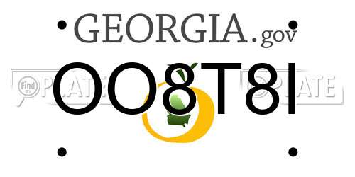 OO8T8I Georgia License Plate