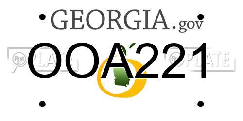 OOA221 Georgia License Plate