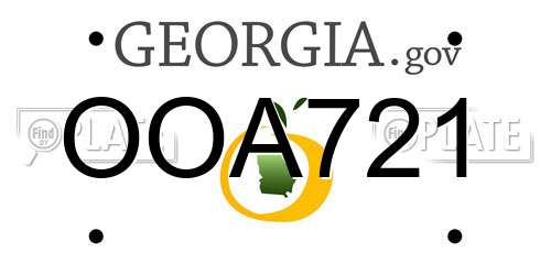 OOA721 Georgia License Plate