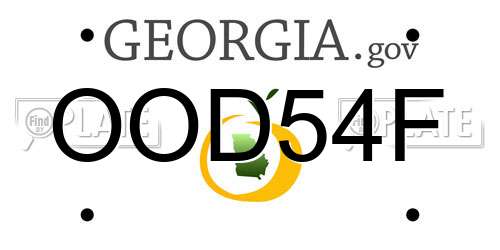 OOD54F Georgia License Plate
