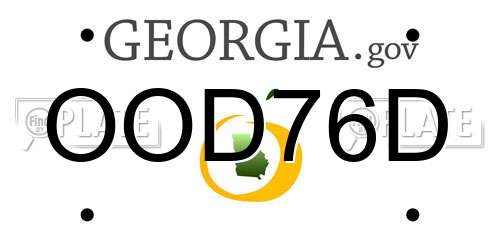 OOD76D Georgia License Plate
