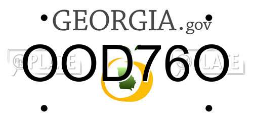 OOD76O Georgia License Plate