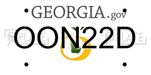 OON22D Georgia License Plate