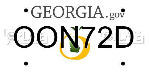 OON72D Georgia License Plate