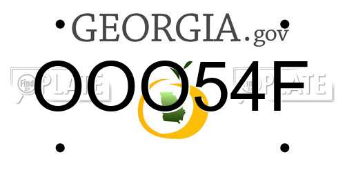 OOO54F Georgia License Plate