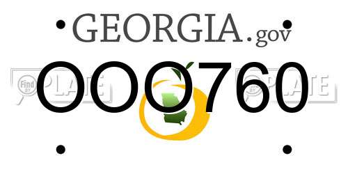 OOO760 Georgia License Plate
