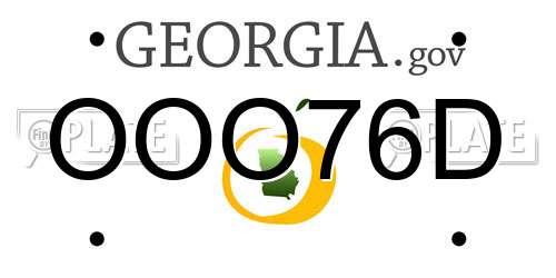 OOO76D Georgia License Plate