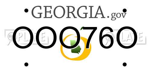 OOO76O Georgia License Plate