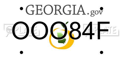 OOO84F Georgia License Plate