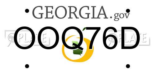 OOQ76D Georgia License Plate