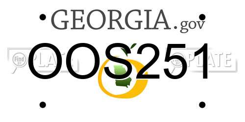 OOS251 Georgia License Plate