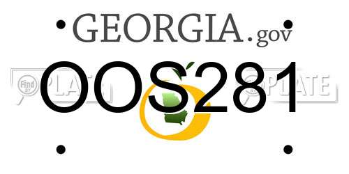 OOS281 Georgia License Plate