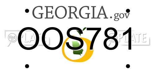 OOS781 Georgia License Plate