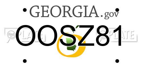 OOSZ81 Georgia License Plate