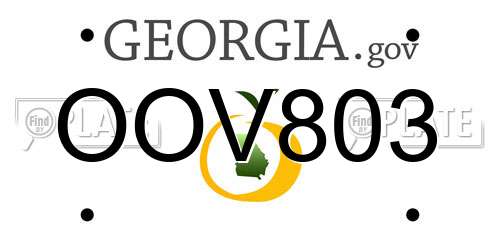 OOV803 Georgia License Plate