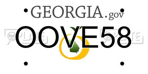 OOVE58 Georgia License Plate
