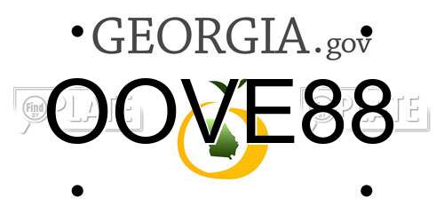 OOVE88 Georgia License Plate