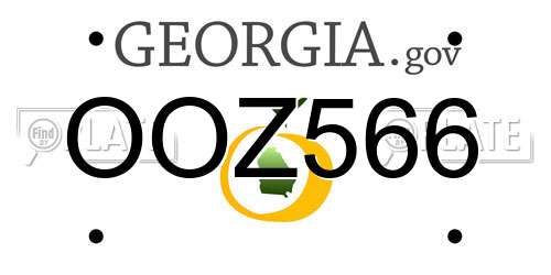 OOZ566 Georgia License Plate