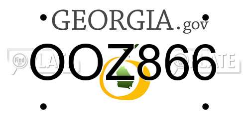 OOZ866 Georgia License Plate
