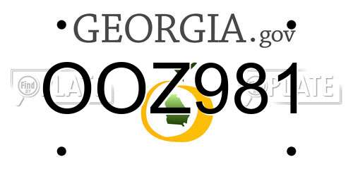 OOZ981 Georgia License Plate