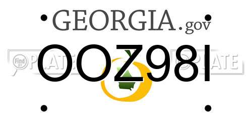 OOZ98I Georgia License Plate